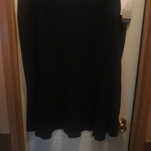 Black Ruffle Bottom Pencil Skirt